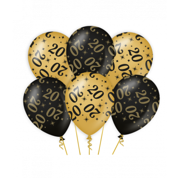 Ballonnen goud zwart 20 jaar