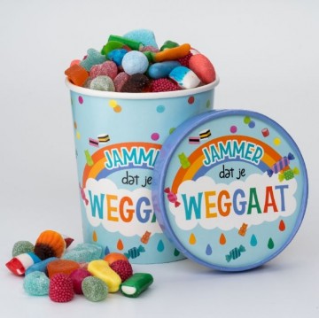 Candy bucket jammer dat je weggaat