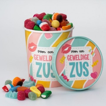 Candy bucket voor een geweldige zus