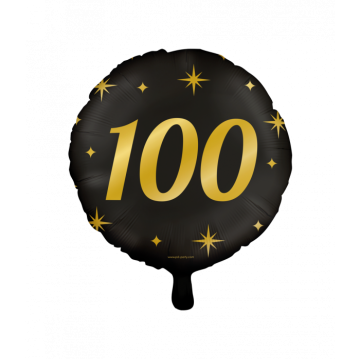 Folie ballon 100 jaar goud zwart