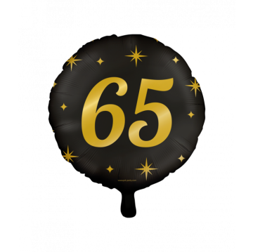 Folie ballon 65 jaar goud zwart